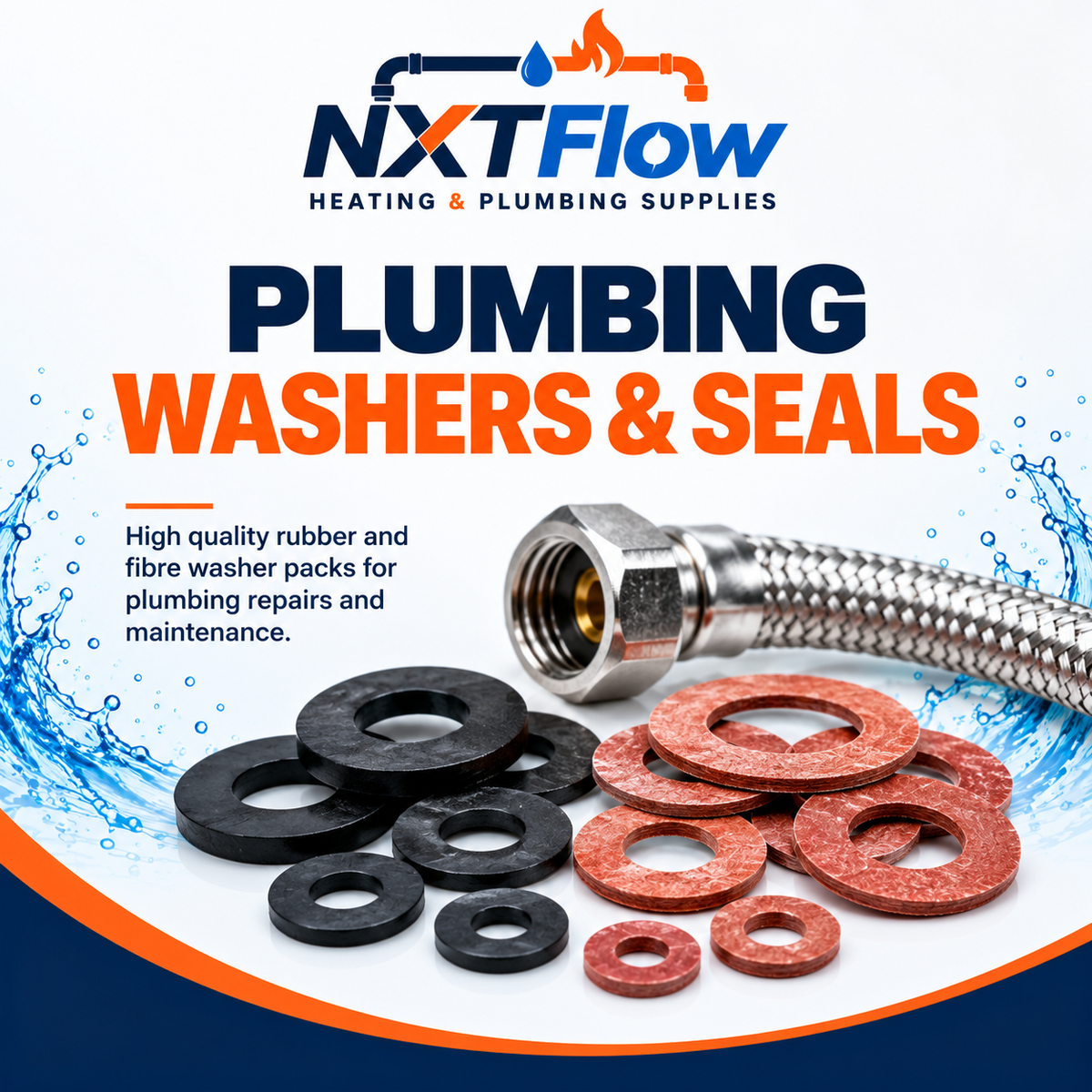 NXTFlow Heating & Plumbing Supplies Plumbing Washers & Seals square collection image, rubber and fibre washers