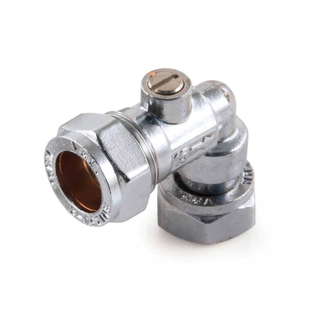 Chrome Angled Service Isolation Valve – 15mm x 1/2"