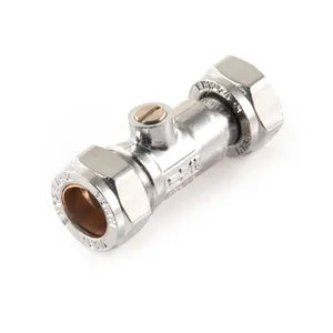 Straight Service Isolation Valve – 15mm x 1/2" Union – Chrome