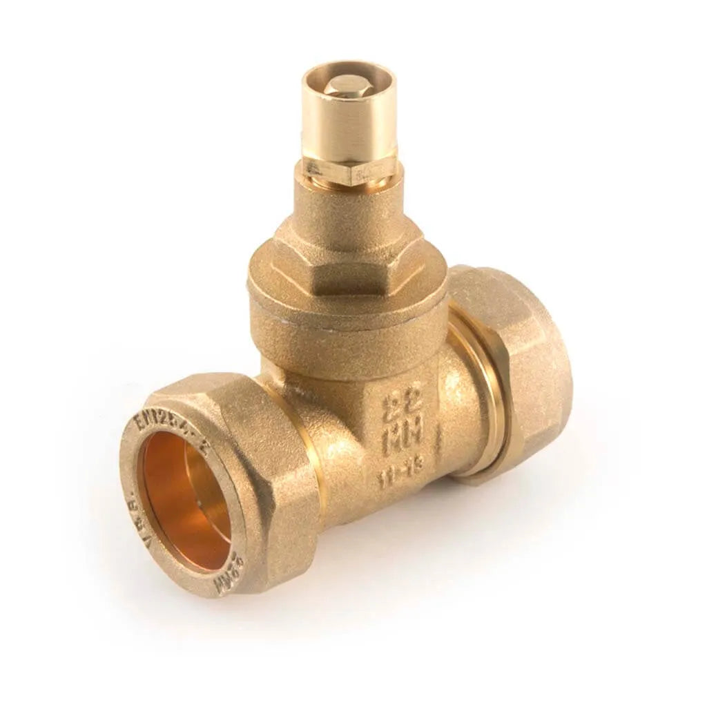 22mm Compression Lockshield Gate Valve – Brass