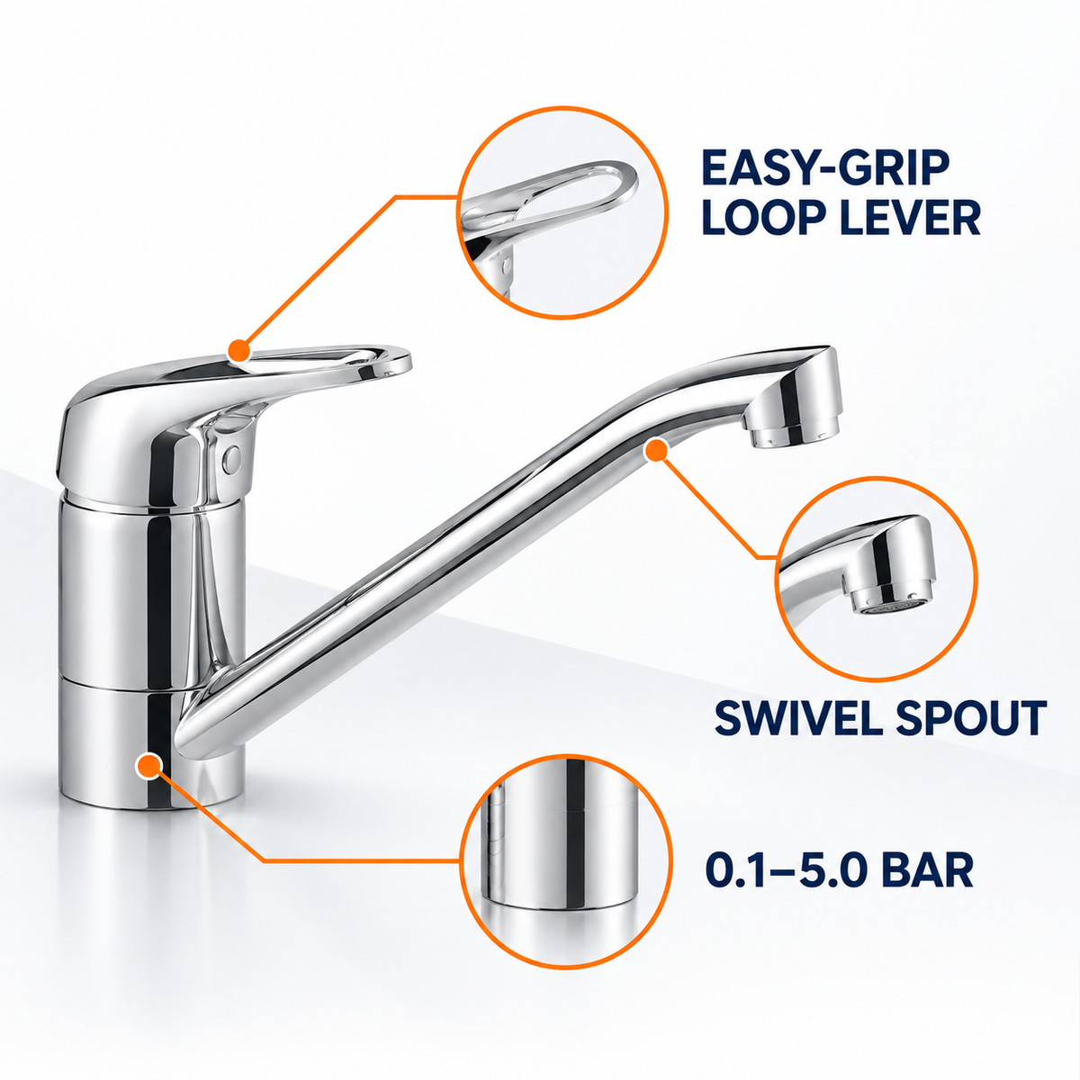 Deva Lace Kitchen Sink Mixer Tap – Chrome (LACE171)