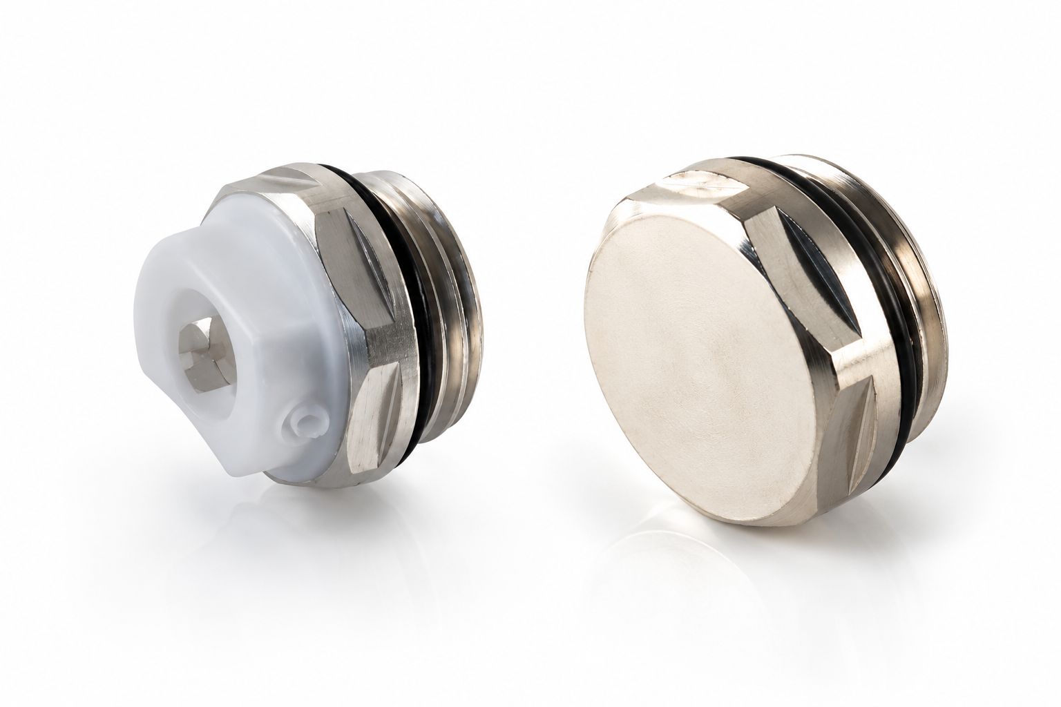1/2" BSP Radiator Plug &amp; Manual Air Vent Set – Nickel Plated with O-Rings